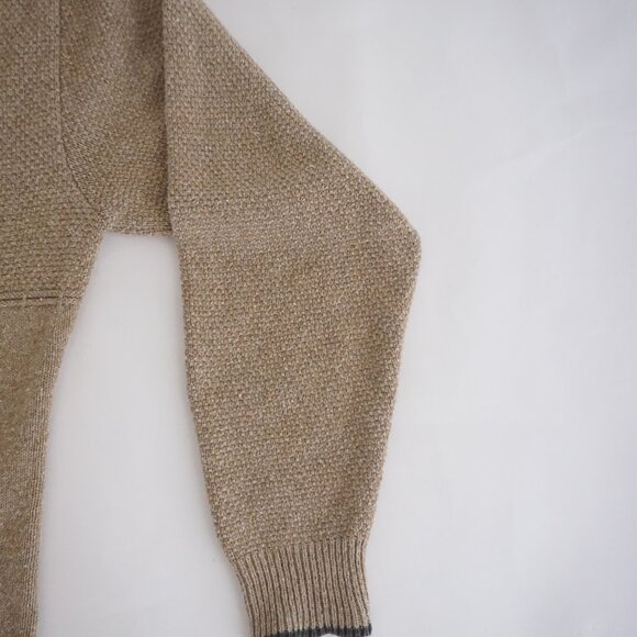 Vintage Croft & Barrow Deer Embroidered Henley Sweater Tan Cabincore Outdoors L - Picture 4 of 9